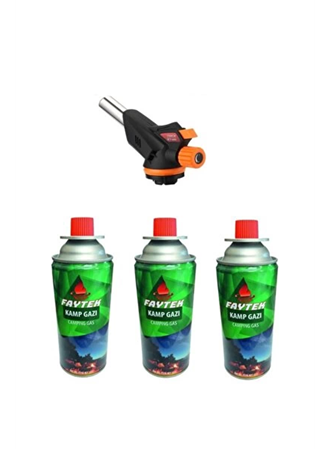 3 Kartuşlu Çakmak Pürmüz Seti - Turbo Tourch Kamp Piknik Pürmüz Seti (