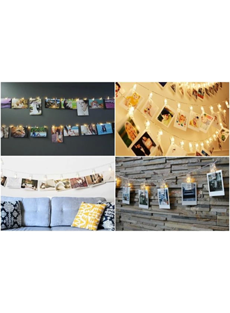 10'lu Led Işıklı Fotoğraf Mandalları (