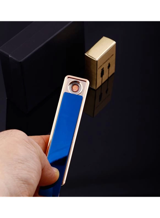 Şık Görünümlü Usb Şarjlı Rezistanslı İnce Slim Metal Çakmak (mavi) (