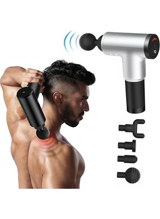Darbeli Titreşimli Tabanca Masaj Aleti Kas Rahatlatıcı 4 Başlıklı Şarjlı Göbek Eritme Cihazı Zayıflama ve Selülit Giderme (