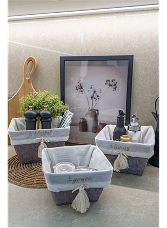 Çok Amaçlı Saklama Organizer Kutu Kare Keçe Sepet (3 Boy) (