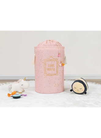 Baby Kullanımı Kolay Desenli Taşınabilir Torbalı Yuvarlak Sepet(pembe) Çamaşır Sepeti 04270 (