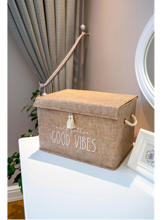 Kapaklı Püskül Detaylı Düzenleyici Çok Amaçlı Organizer Keçe Sepet (mini) - 03495 (