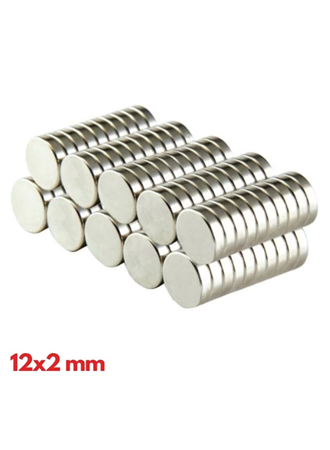 N35 12x2 Mm Neodyum Mıknatıs 50 Adet, Yuvarlak, Nikel Kaplamalı Kaliteli ve Dayanıklı Ürün (
