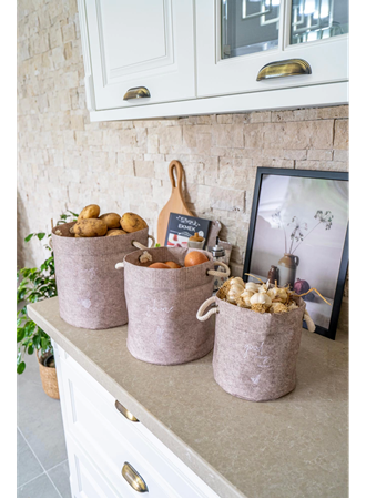 Kulplu Yuvarlak Düzenleyici Çok Amaçlı Kolay Taşınabilen Organizer Keçe Sepet (mini) 03662 (