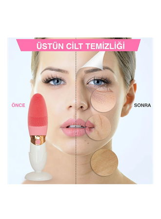 Derin Gözenek Temizliği İçin İnce Kaba Silikon Uçlu Elektrikli Yüz Temizleme Fırçası (