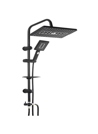 Lüks Robot Duş Seti Mat Siyah Dikdörtgen | Çok Fonksiyonlu Yağmur Robot Duş Sistemi Siyah (