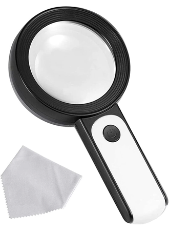 -30X -12Işıklı Büyüteç Taşınabilir Çıft Katmanlı Optik Cam Okuma Büyüteç 2290-18 (