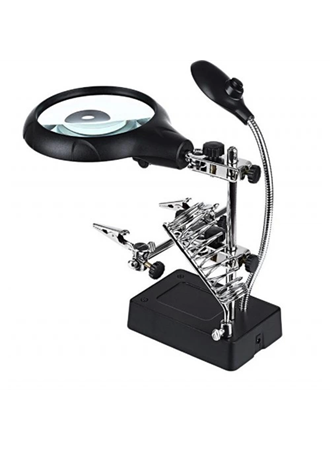 -Masa üstü Mandallı ,2.5x90mm, 7.5x34mm Mercekli ,adaptörlu ışıklı Büyüteç (