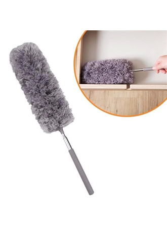 140 Cm Teleskopik Uzatılabilir Mikrofiber Yumuşak Başlıklı Gri Toz Alma Fırçası Toz Püskülü (