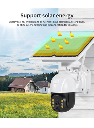 Kablosuz Uygulamalı Gece Görüşlü Solar Güneş Enerjili Kamera Akıllı Dış Mekan Güvenlik Kamerası (