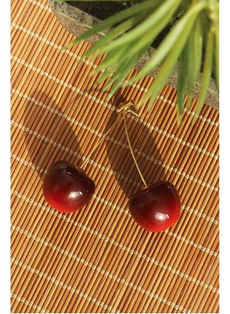 Gold Renk Kiraz Model Kadın Küpe