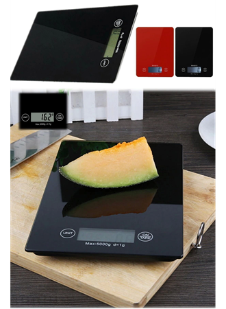 Dijital Mutfak Tartısı - 5 kg Kapasite, 1 Gram Hassasiyet, Şık Siyah Cam Tasarım (