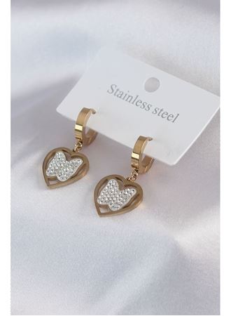 316L Çelik Gold Renk Kelebek Model Zirkon Taş Detay Kadın Küpe