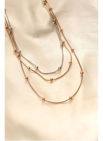 316L Çelik Karışık Renkli Topçuk Tasarımlı Çoklu Kolye