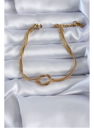 316L Çelik Gold Renk Düğüm Model Kadın Bileklik