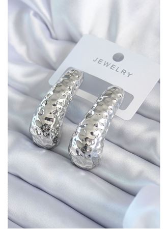 Gümüş Renk İşleme Detay Pirinç Kadın Küpe