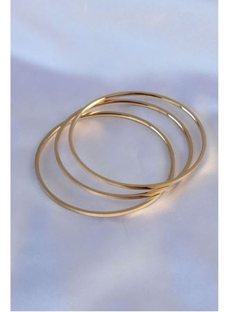 316L Çelik Gold Renk 3'lü Ajda Model Kadın 60 mm Bilezik