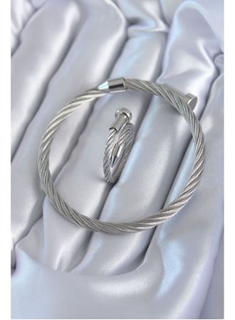 316L Çelik Gümüş Renk Sarmal Model Erkek Bileklik Yüzük Kombini