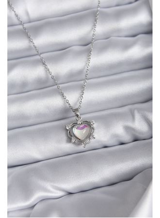 316L Çelik Zincir Gümüş Renk Kalp Model Kadın Kolye