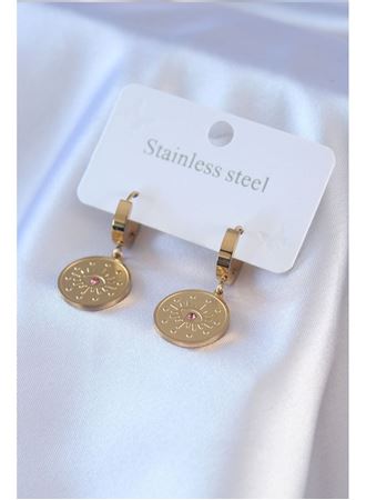 316L Çelik Gold Renk Göz İşleme Zirkon Taş Detay Kadın Küpe