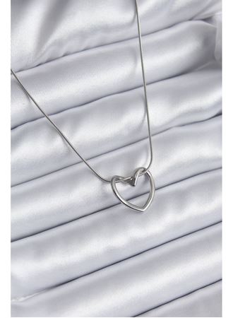 316L Çelik Gümüş Renk Kalp Model Kadın Kolye