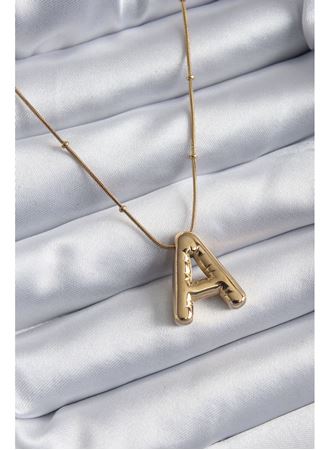 316L Çelik Gold Renk Bubble "A" Harf Model Kadın Kolye