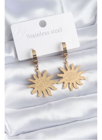 316L Çelik Gold Renk Güneş Model Göz İşleme Kadın Küpe