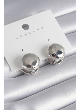 Pirinç Gümüş Renk İşleme Detay Top Model Kadın Küpe