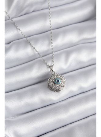 316L Çelik Gold Renk Zirkon Taşlı Göz Model Kadın Kolye