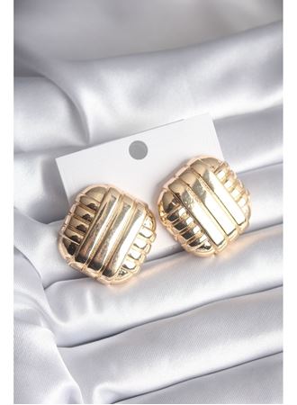 Pirinç Gold Renk İşleme Detay Kadın Küpe