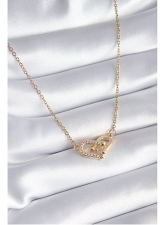 316L Çelik Gold Renk Zirkon Taşlı Model Kadın Kolye
