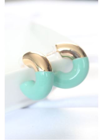 CCB Turkuaz Gold Çift Renk Küpe