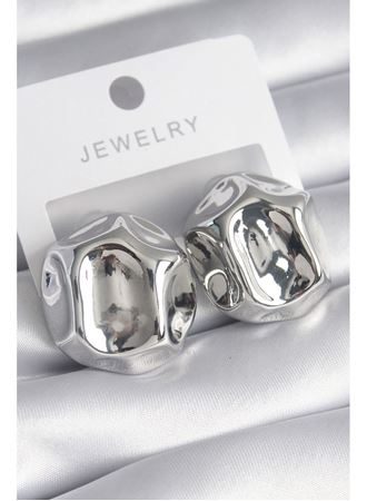 Pirinç Gümüş Renk İşlemeli Top Model Kadın Küpe