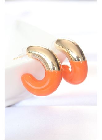 CCB Turuncu Gold Çift Renk Küpe