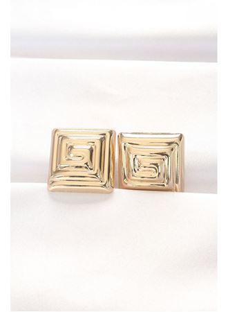 Pirinç Gold Renk Kare Form Küpe