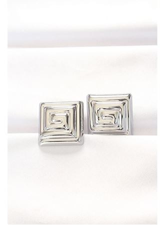 Pirinç Gümüş Renk Kare Form Küpe