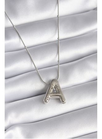 316L Çelik Gümüş Renk Bubble "A" Harf Model Kadın Kolye