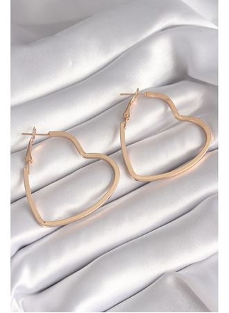 Pirinç Gold Renk Kalp Model Kadın Küpe