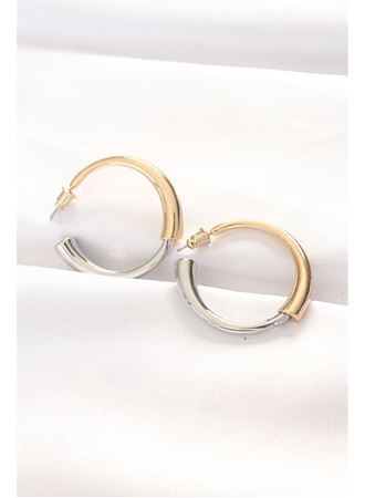 Pirinç Çift Renk Halka Küpe