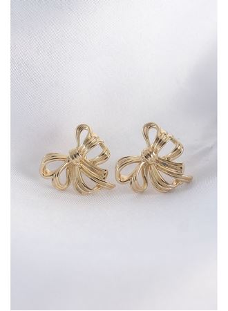 Pirinç Gold Renk Fiyonk Küpe