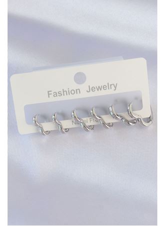 Pirinç Gümüş Renk Kalp Model Küpe Seti