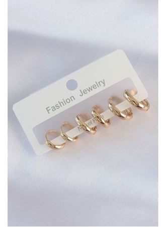 Pirinç Gold Renk Oval Bombeli Küpe Seti