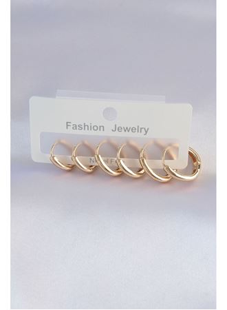 Pirinç Gold Renk Oval Küpe Seti