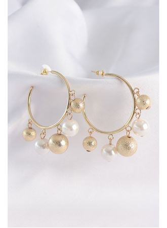 Pirinç Gold Renk Topçuk Model Halka Küpe