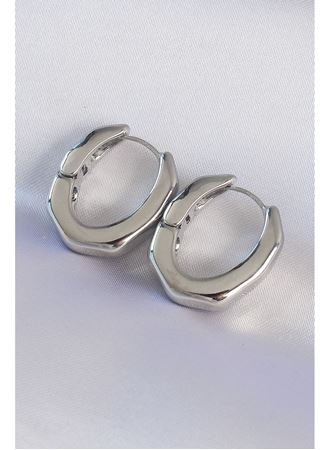 Pirinç Gümüş Renk Kalın Kemik Model Küpe