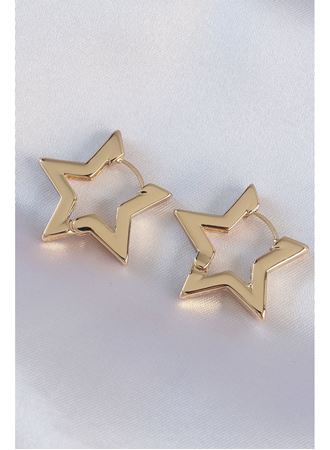 Pirinç Gold Renk Yıldız Küpe