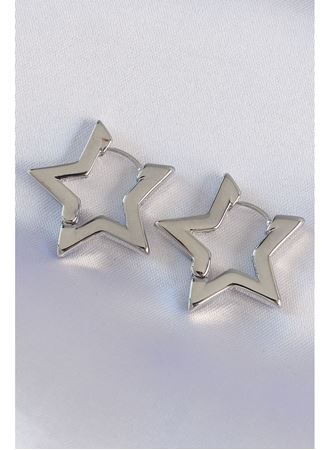 Pirinç Gümüş Renk Yıldız Küpe
