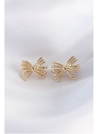 Pirinç Gold Renk Fiyonk Küpe