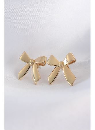 Pirinç Gold Renk Düz Plaka Fiyonk Küpe